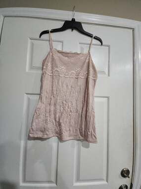 Maurices Women's Blush Pink Lace Trim Camisole Tank Top